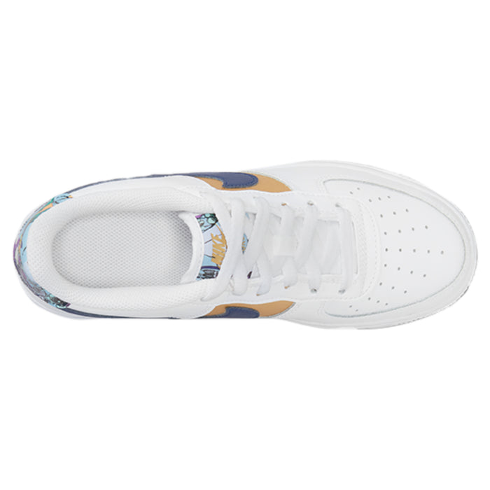 Nike Air Force 1 Low '07 LV8 White Blue Void Metallic Gold (GS)