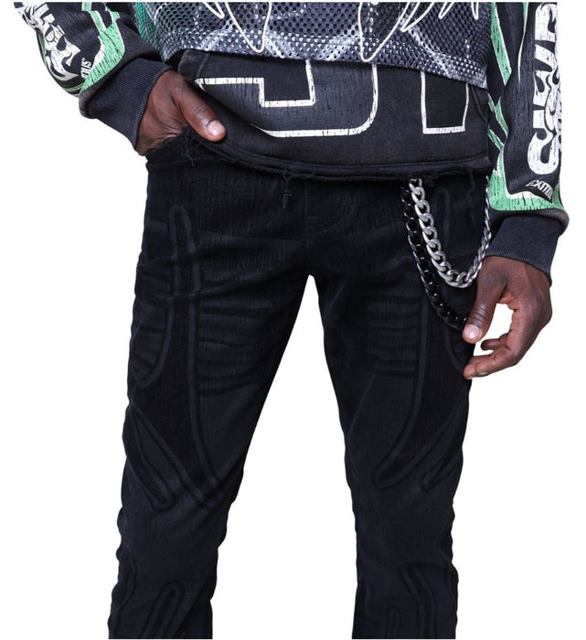 Smoke Rise Field Flocked Jeans Mens Style : Jp25527