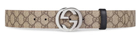 Gucci Reversible Gg Supreme Belt Beige/ebony Unisex Style : 7580869