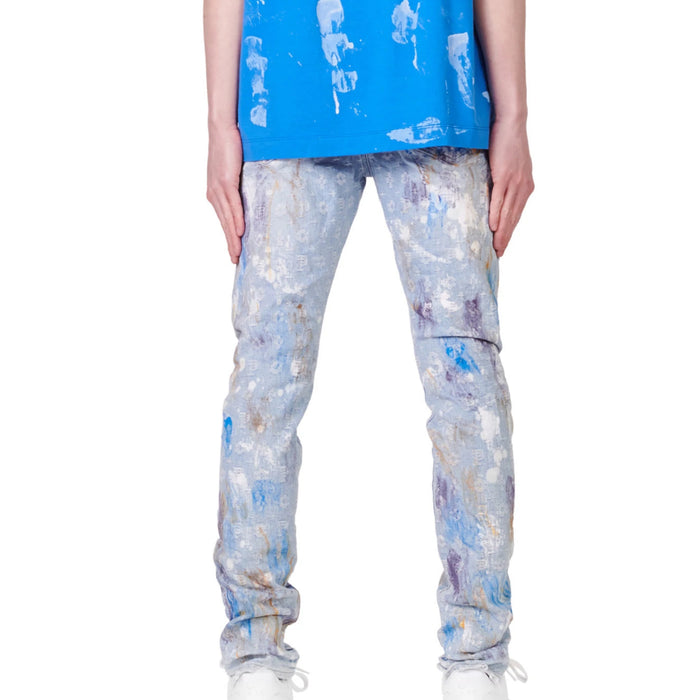 Purple-brand Paint Over Jacquard Monogram Jeans Mens Style : P001-lbpj222