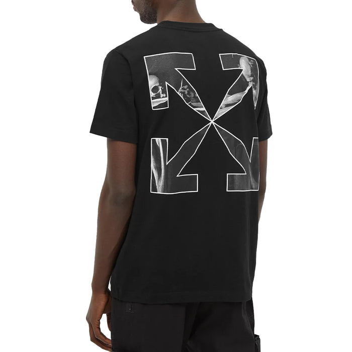 OFF-WHITE Text Logo Caravaggio Saint Jerome Writing Arrows Slim Fit T-Shirt Black/White