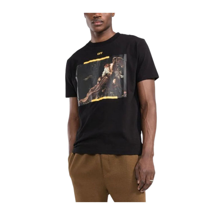 OFF-WHITE Arrow Caravaggio St. Fran Skate Slim Tee Black/Yellow/Multi