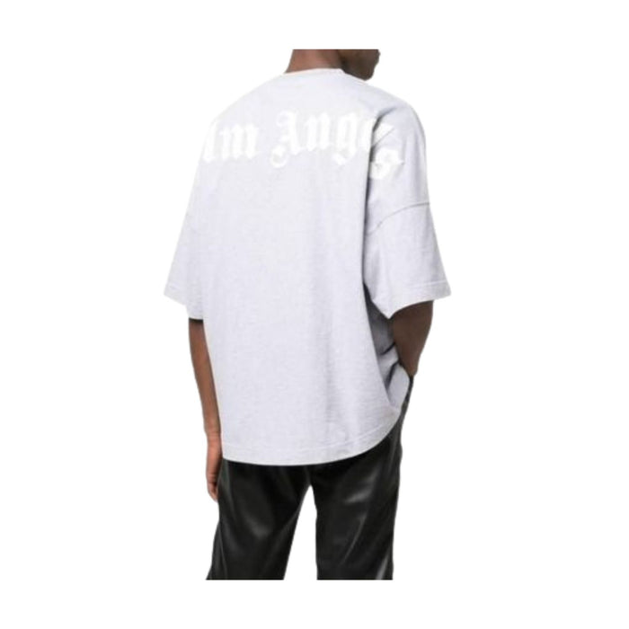 Palm Angels Mock Neck Logo T-Shirt Grey/White