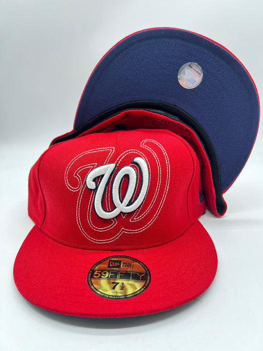 New Era 59fifty Washington Nationals Basic Red Navy Fitted Hat Unisex Style : Hhh-71507209