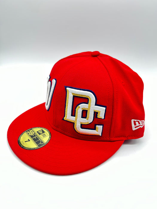 New Era 59fifty Washington Nationals And Dc Both Logos Red Fitted Hat Unisex Style : Hhh-71320693