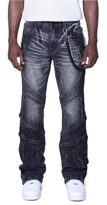 Smoke Rise Colorblock And Piping Jeans Mens Style : Jp25618