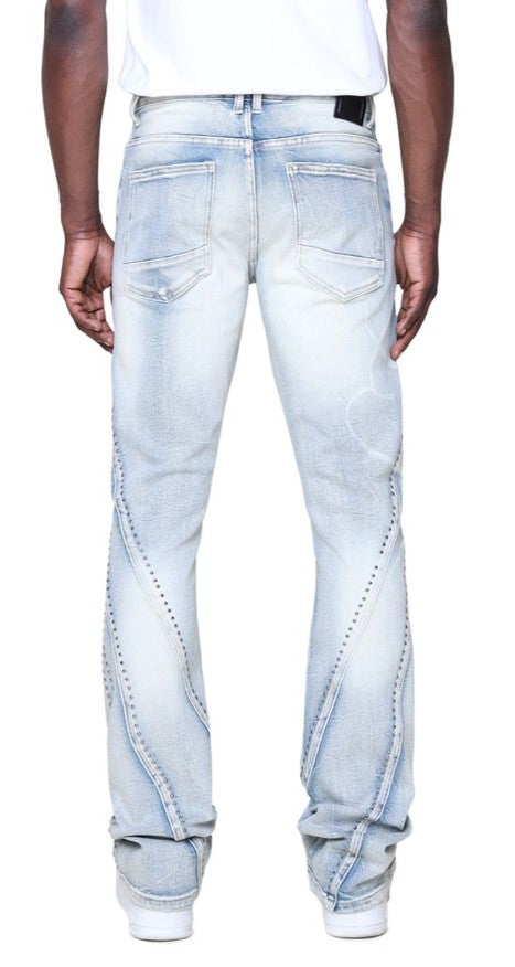 Smoke Rise Barbwire Rhinestone Jeans Mens Style : Jp25637