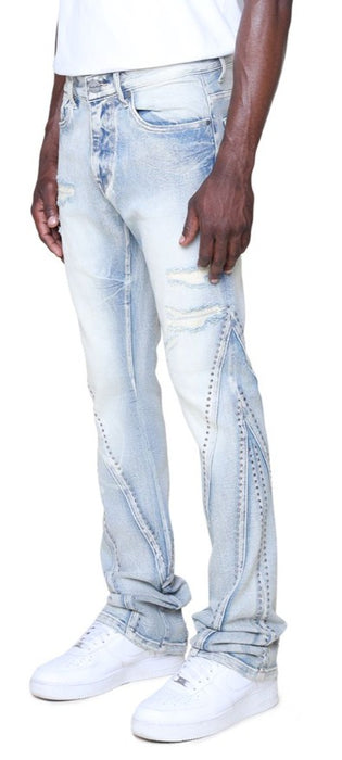 Smoke Rise Barbwire Rhinestone Jeans Mens Style : Jp25637
